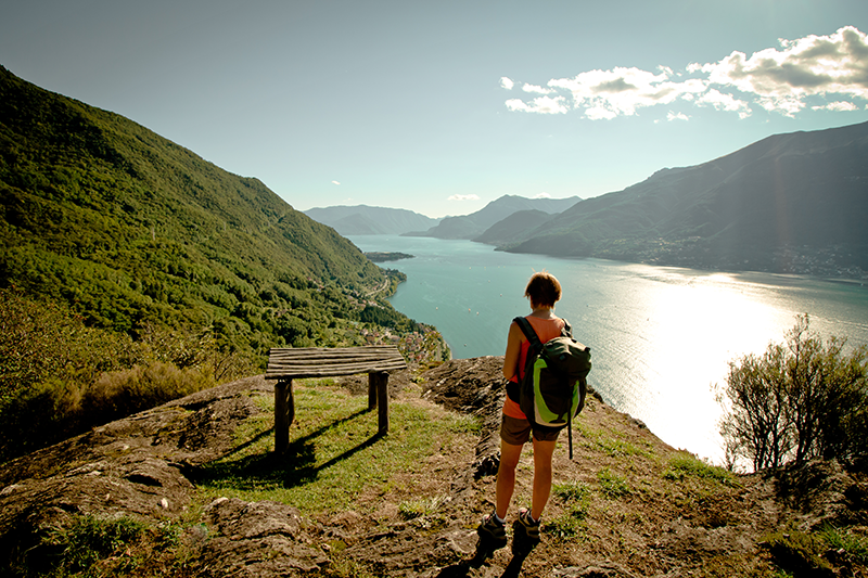 Trekking on the route Sentiero del Viandante